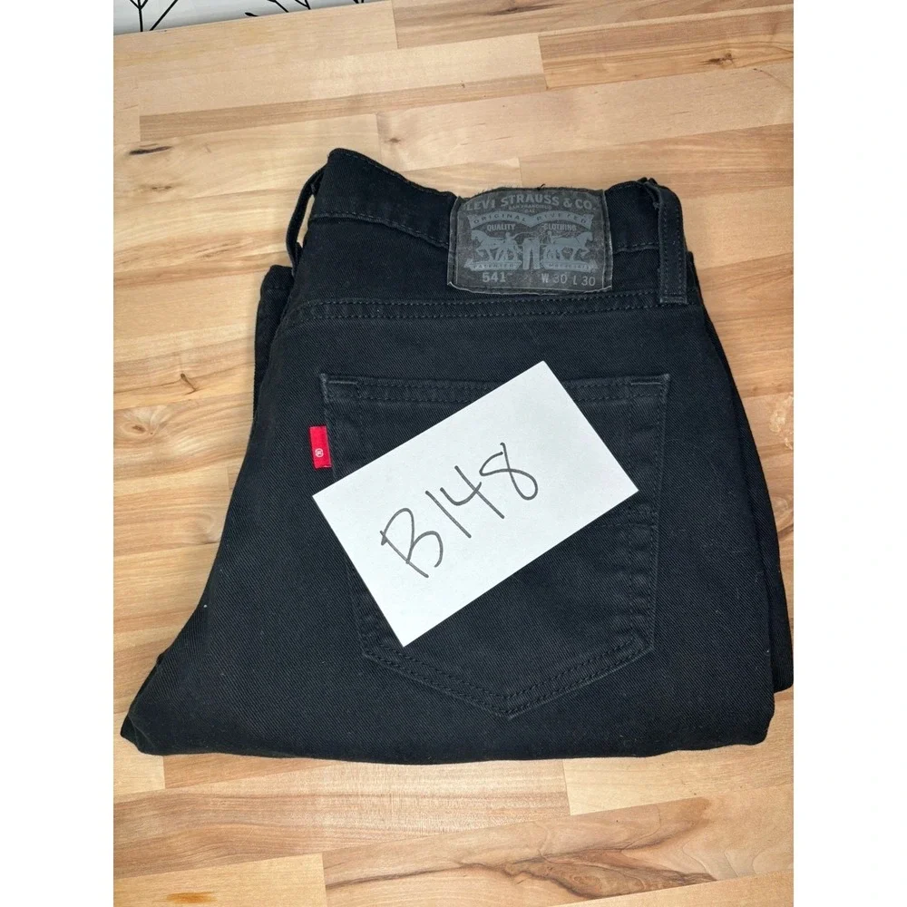 Levi's Men's Reg. Fit Straight Black Denim Jeans Stretch Dark Wash Classic 30x30